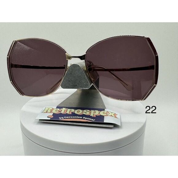 Vintage Oversize Sunglasses NOS Purple Sun Lens Burgundy/Gold Frame 1970s-1980s main image 6